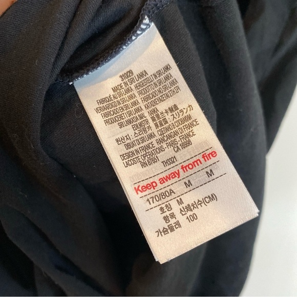 Lacoste Black Crew Neck Short Sleeve Underwear Mens Medium - Picture 4 of 5